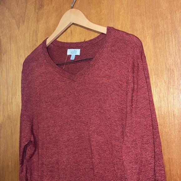•CROFT & BARROW•MENS' RUST VNECK RIBBED HEM KNIT LIGHTWEIGHT SWEATER SIZE LARGE - Picture 7 of 9